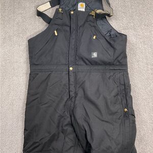 Carhartt R33 Overalls Men 38W 32L Black Insulated Lined Bib Winter‎ Work USA VTG